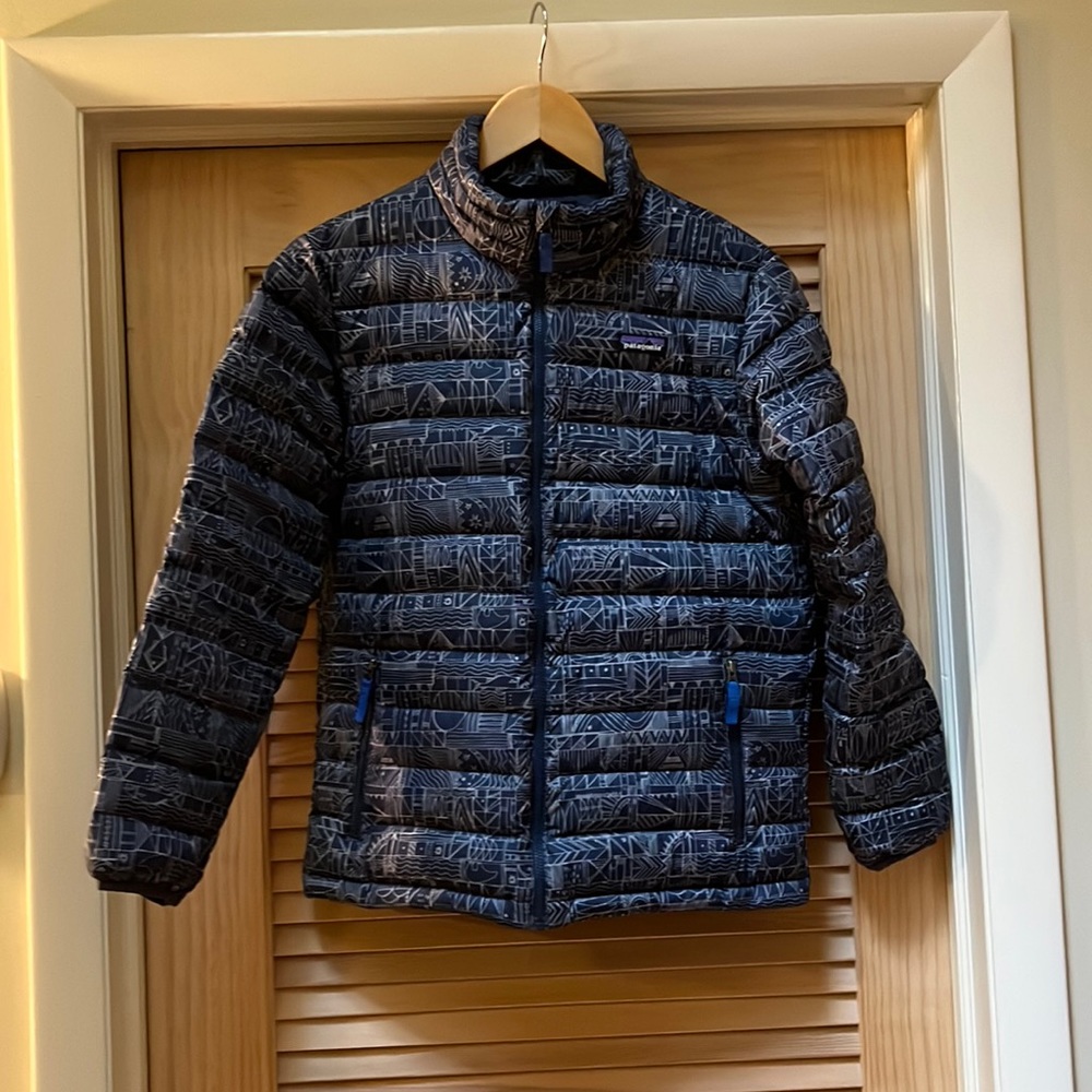 Patagonia Down Sweater Coat Tippy Canoe Size 14 XL Kids Boys Girls Jacket
